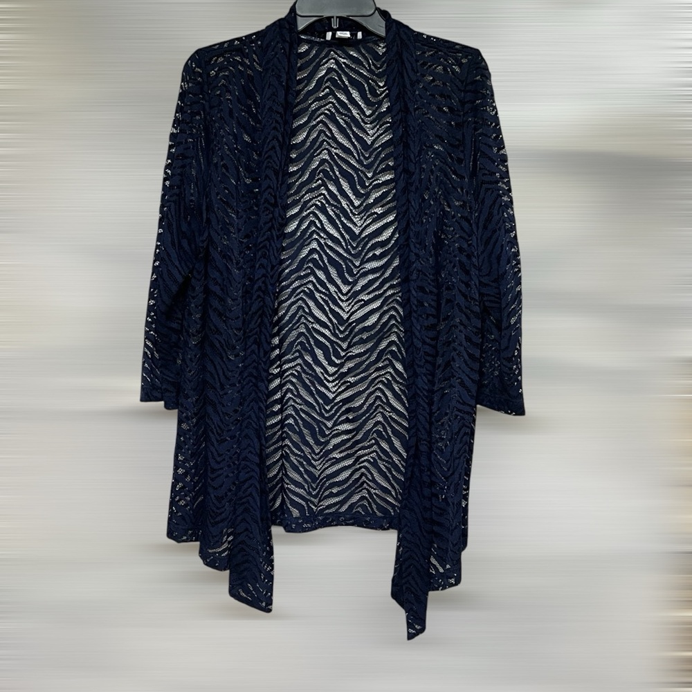 Susan Graver Navy Blue Lace Cardigan Size M